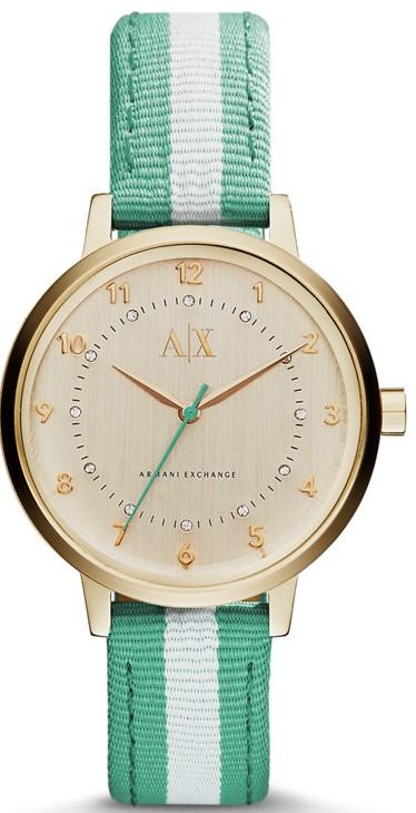 Watch strap Armani Exchange AX5365 Leather/Textiles Light green 16mm