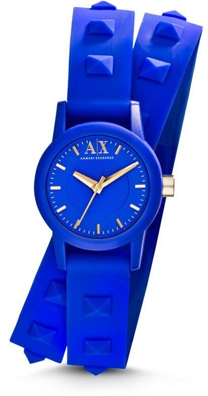 Watch strap Armani Exchange AX6024 Leather Blue 12mm