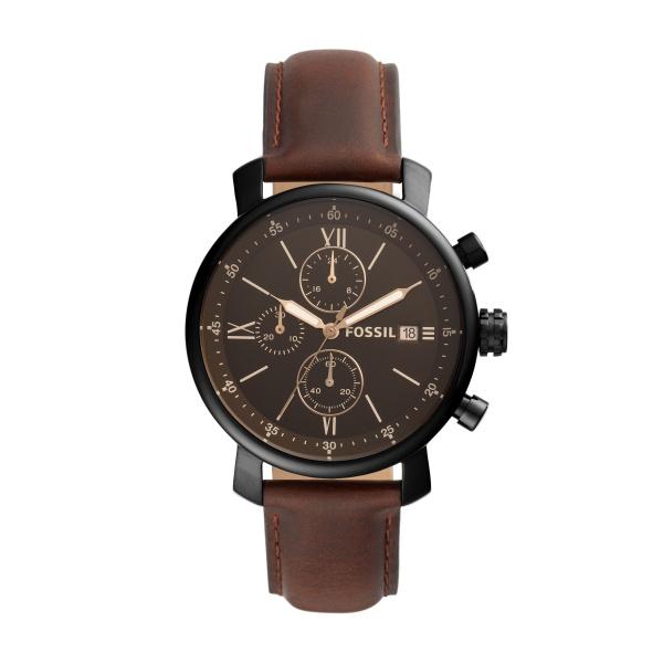 Watch strap Fossil BQ2459 Leather Brown 20mm