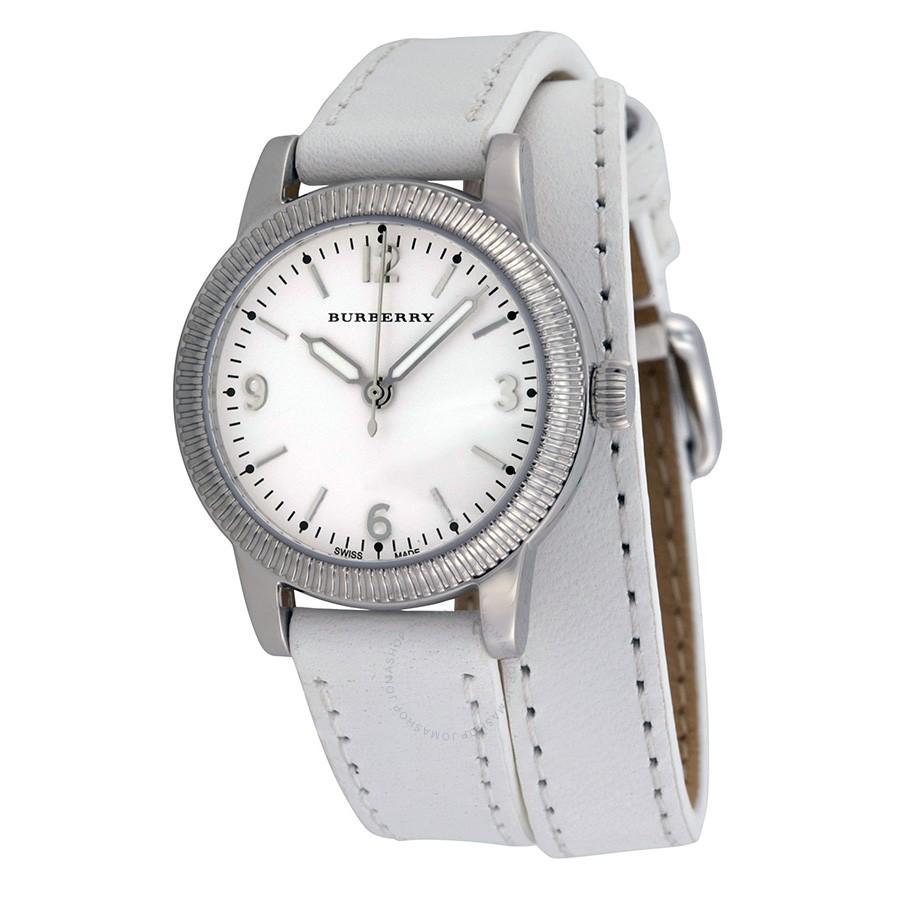 Watch strap Burberry BU7846 Leather White