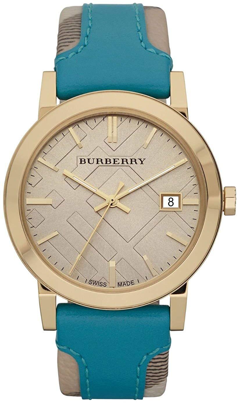 Watch strap Burberry BU9018 Leather Blue 20mm