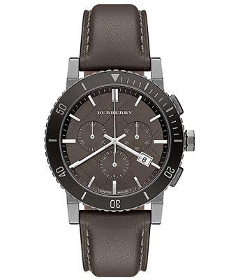 Watch strap Burberry BU9384 Leather Grey 22mm