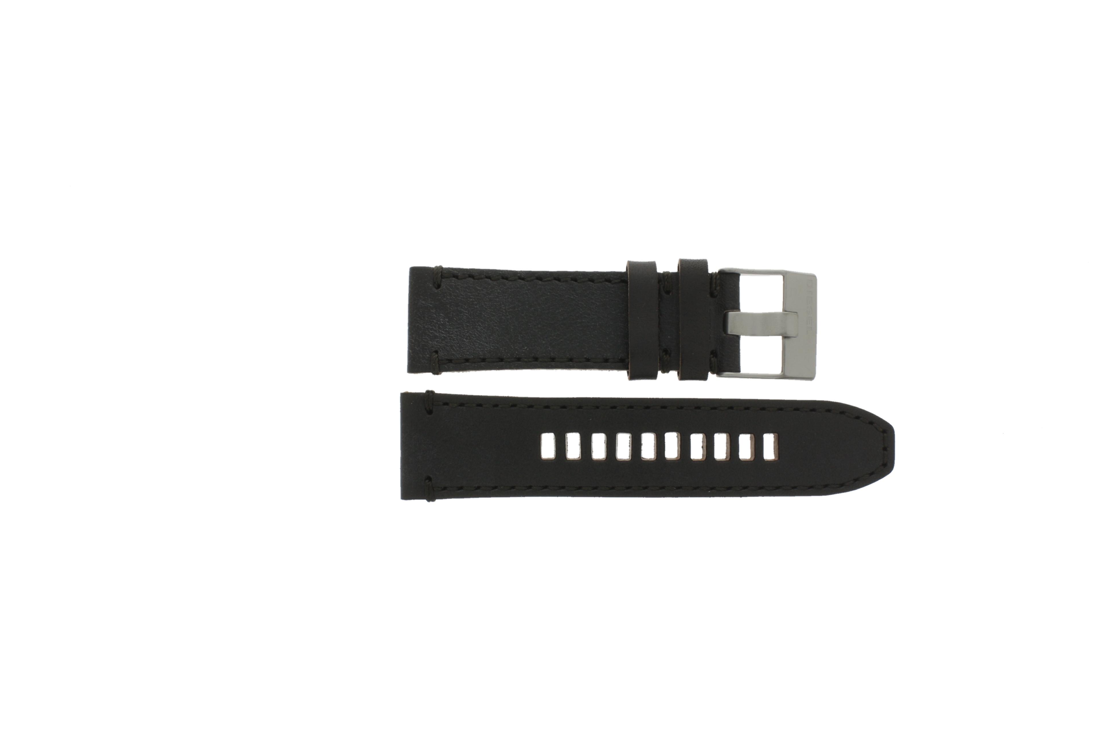 Watch strap Diesel DZ4467 Leather Dark brown 26mm