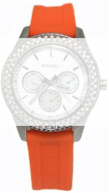 Watch strap Fossil ES3306 Silicone Orange 18mm