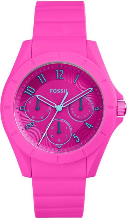 Watch strap (Strap + Case combination) Fossil ES4065 Silicone Pink 18mm