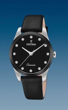 Watch strap Festina F20473/3 Leather Black