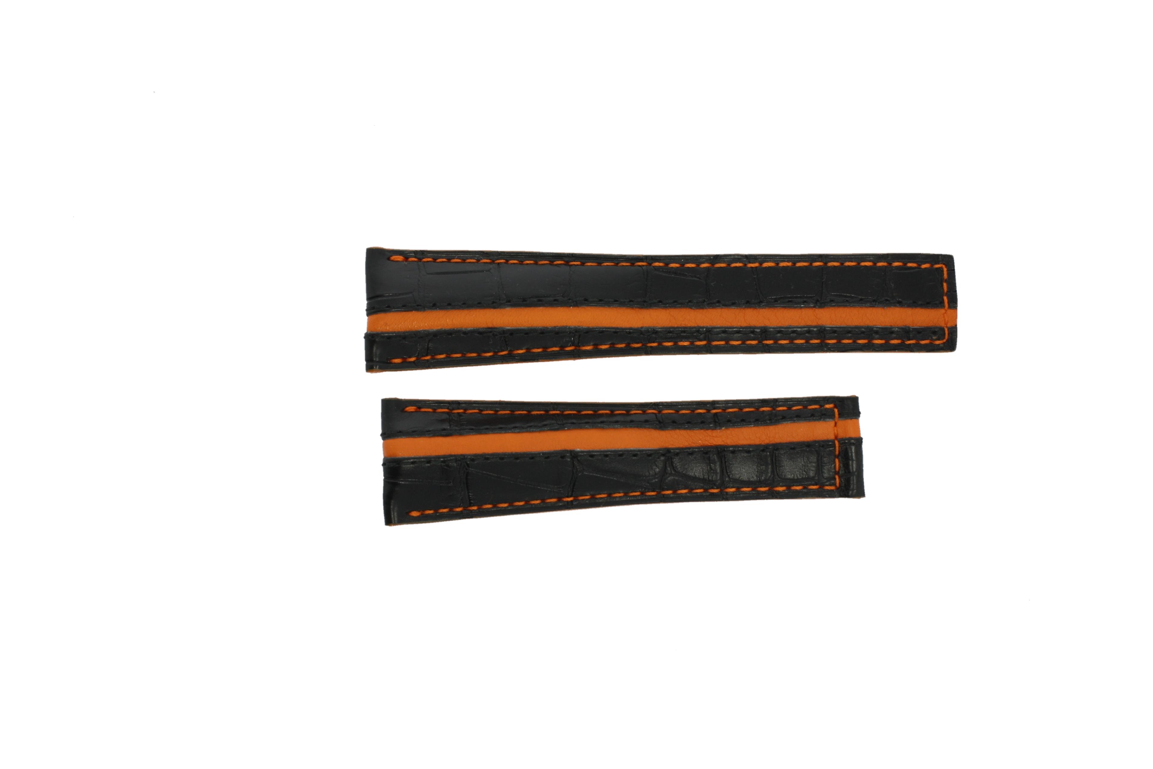 Watch strap Tag Heuer FC6252 Crocodile skin Black 22mm