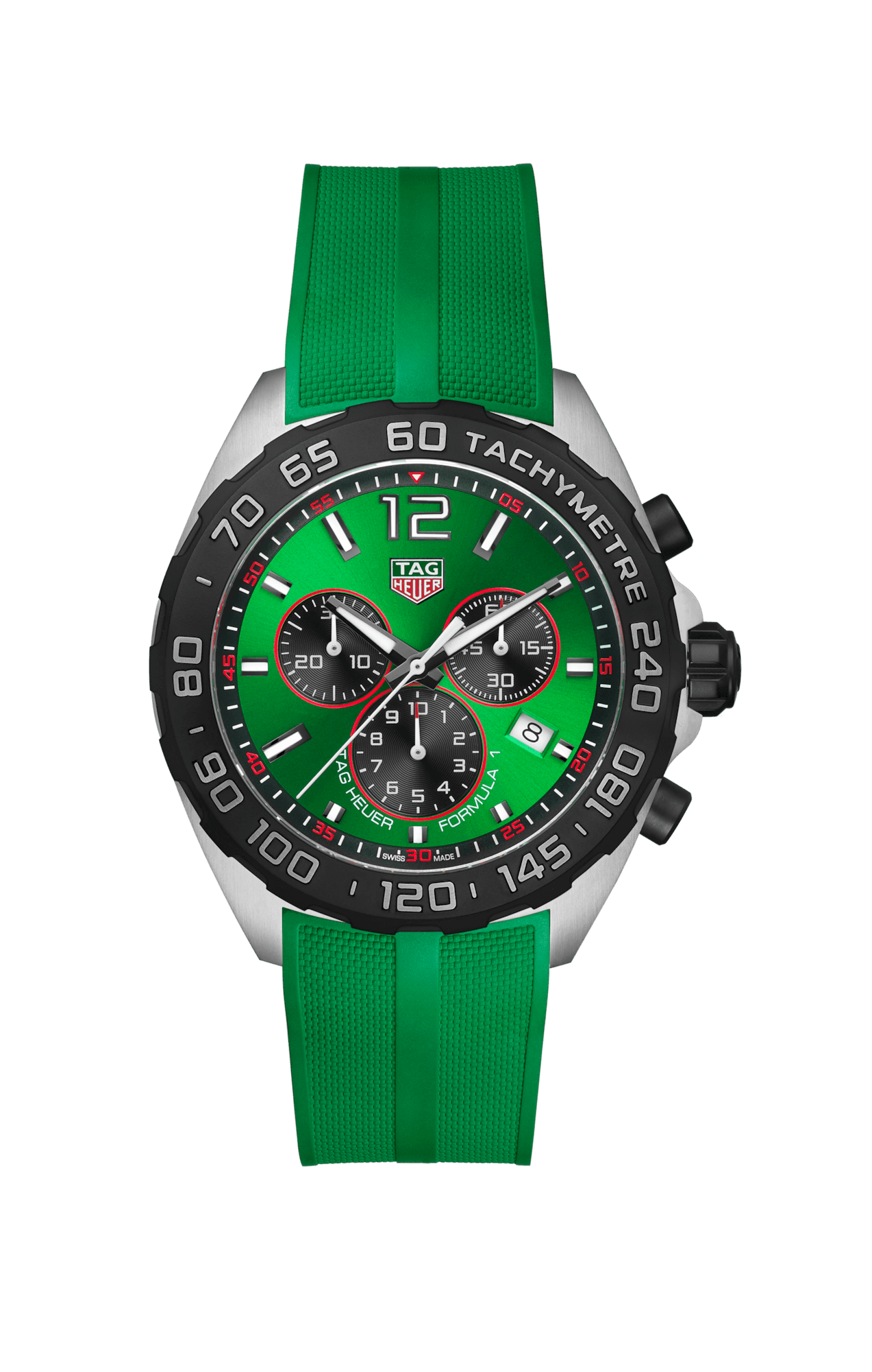 Watch strap Tag Heuer BT0745 Rubber Green 21.5mm