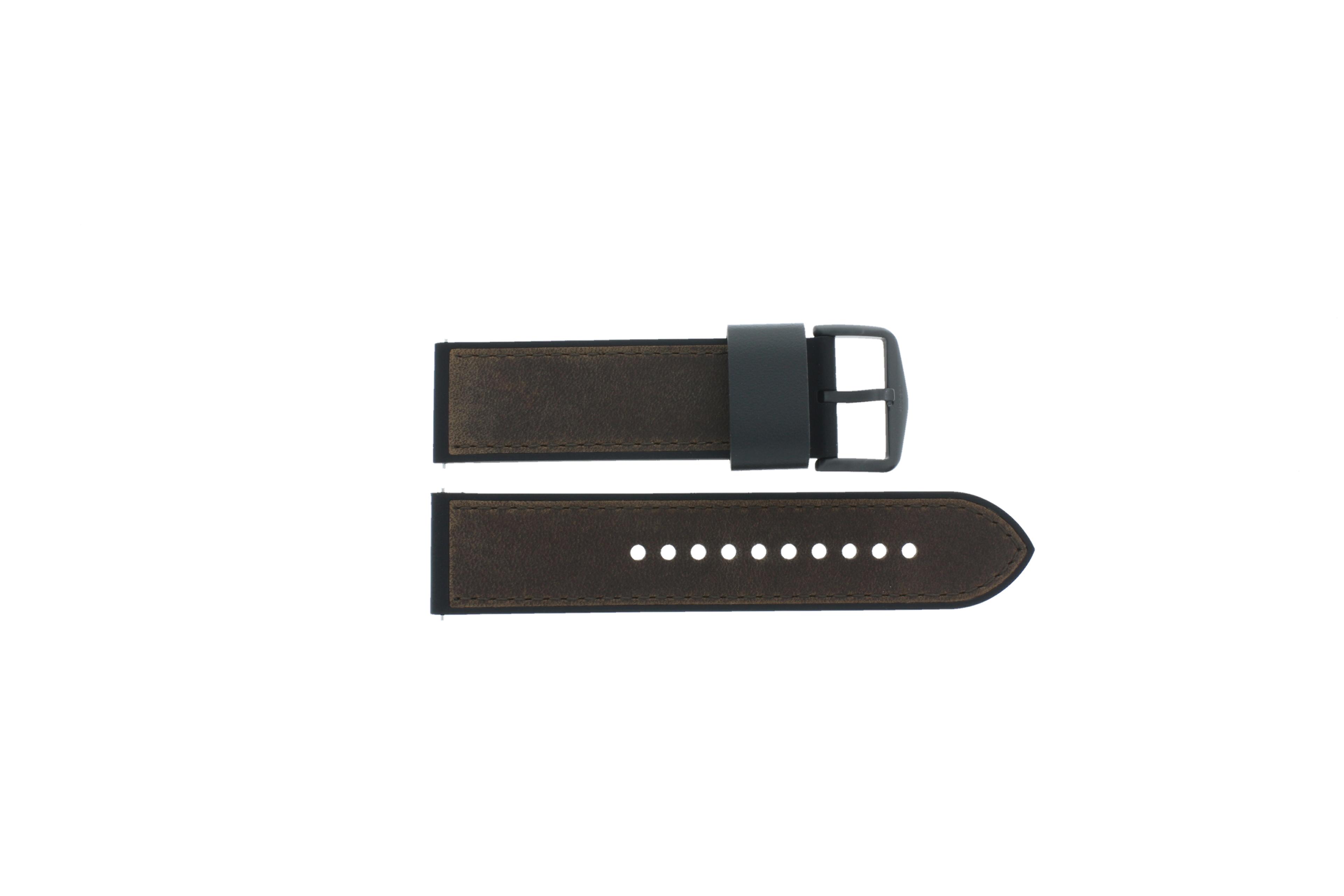 Watch strap Fossil FTW7068 / GEN 6 Machine Leather Dark brown 24mm