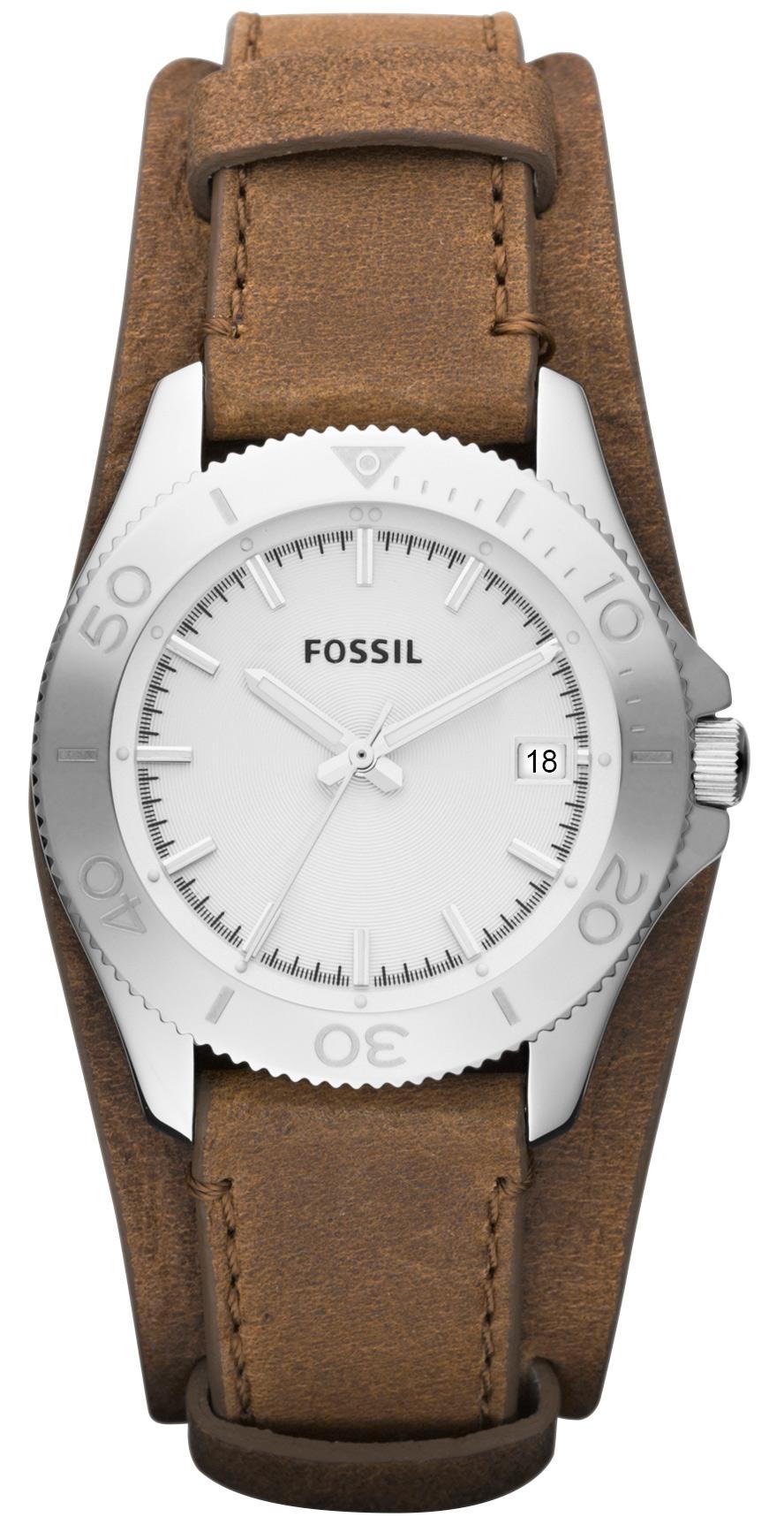 Watch strap Fossil AM4460 Leather Brown 18mm