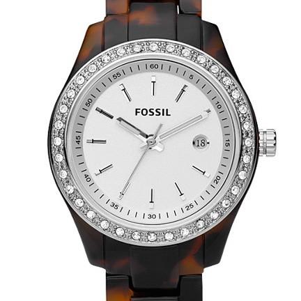 Watch strap Fossil ES2680 Plastic Brown 14mm