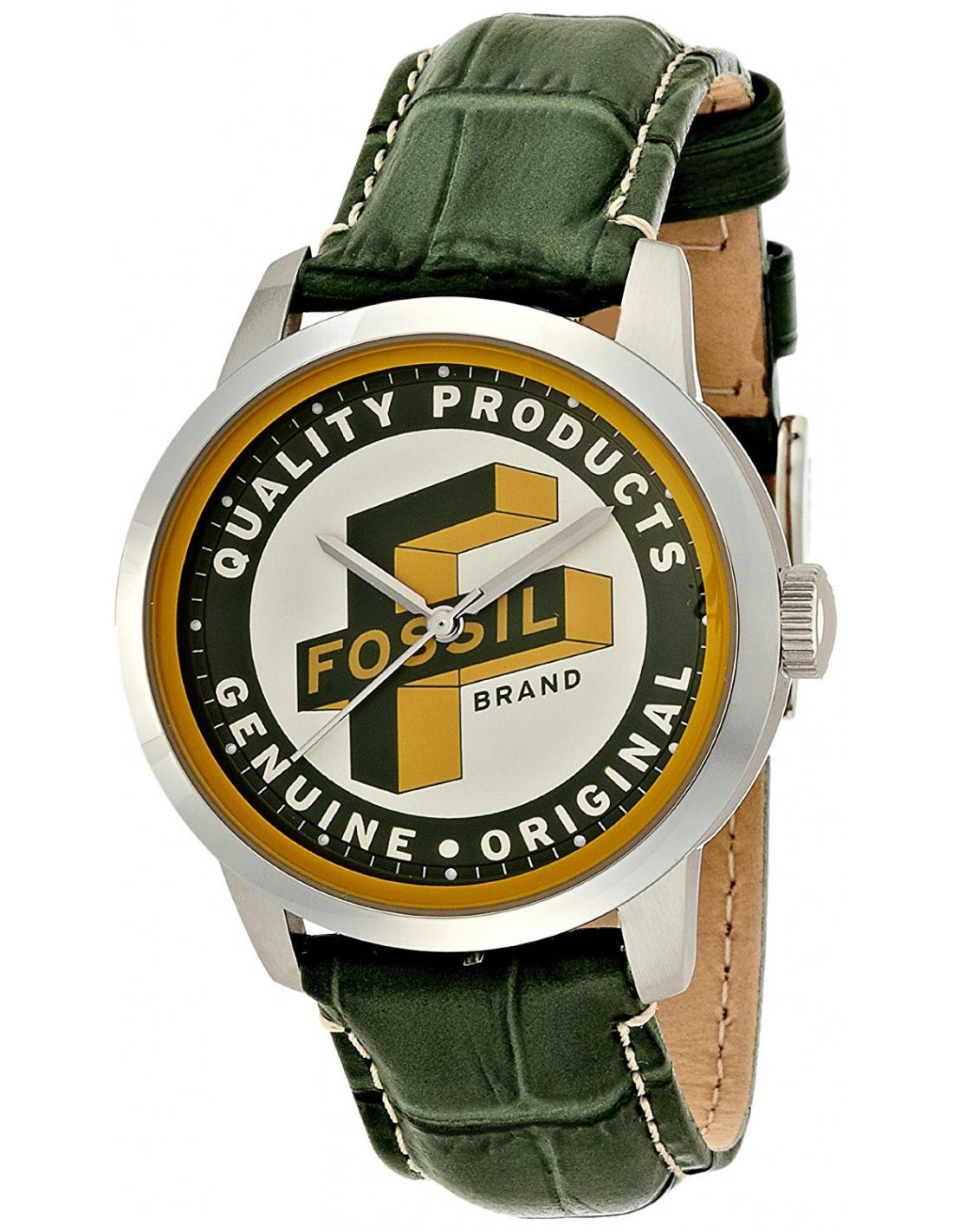 Watch strap Fossil FS4924 Leather Green 20mm