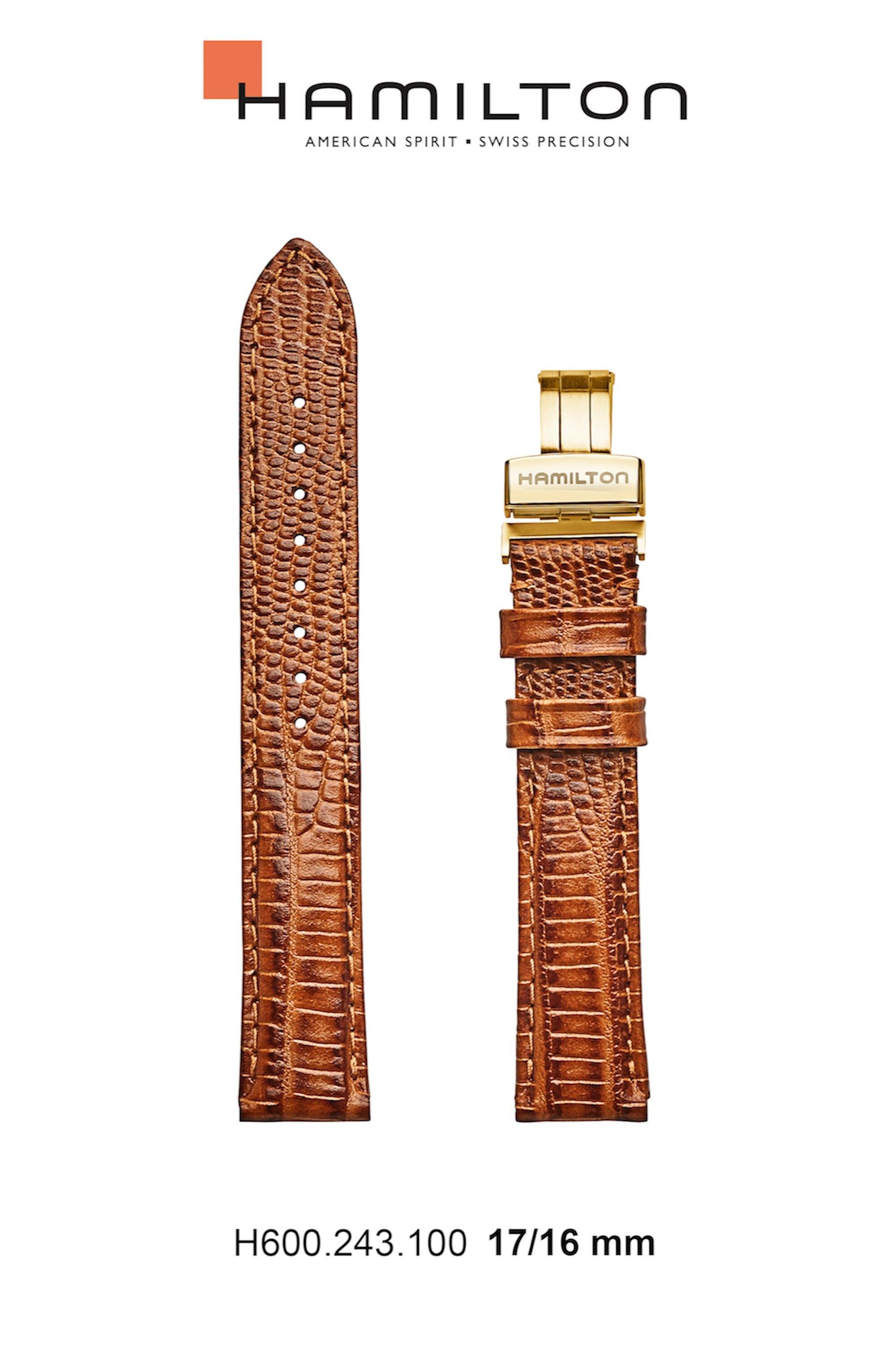 Watch strap Hamilton H600.243.100 / H24301511 Leather Brown 17mm