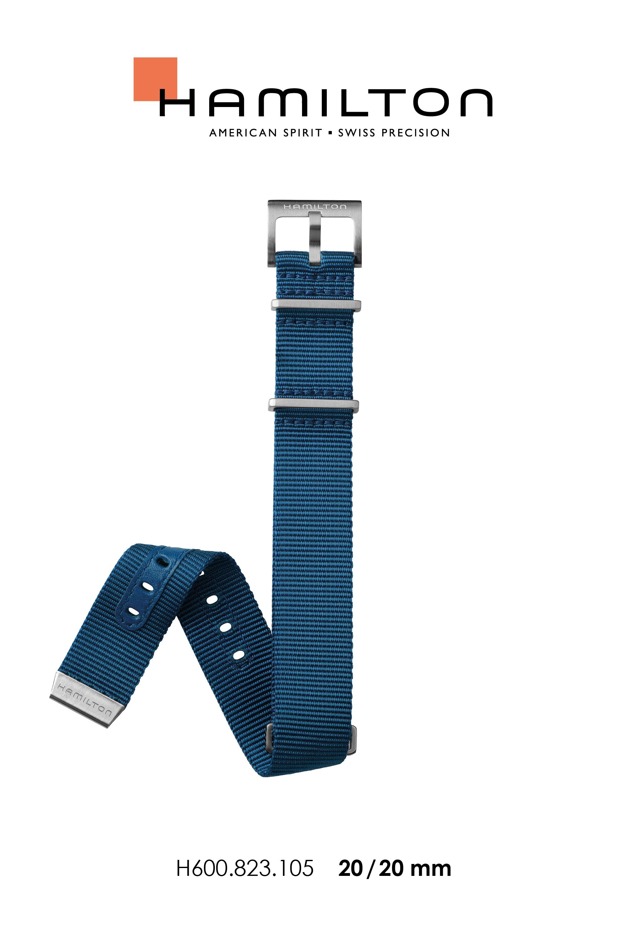 Watch strap Hamilton H690823105 Nylon/perlon Blue 20mm