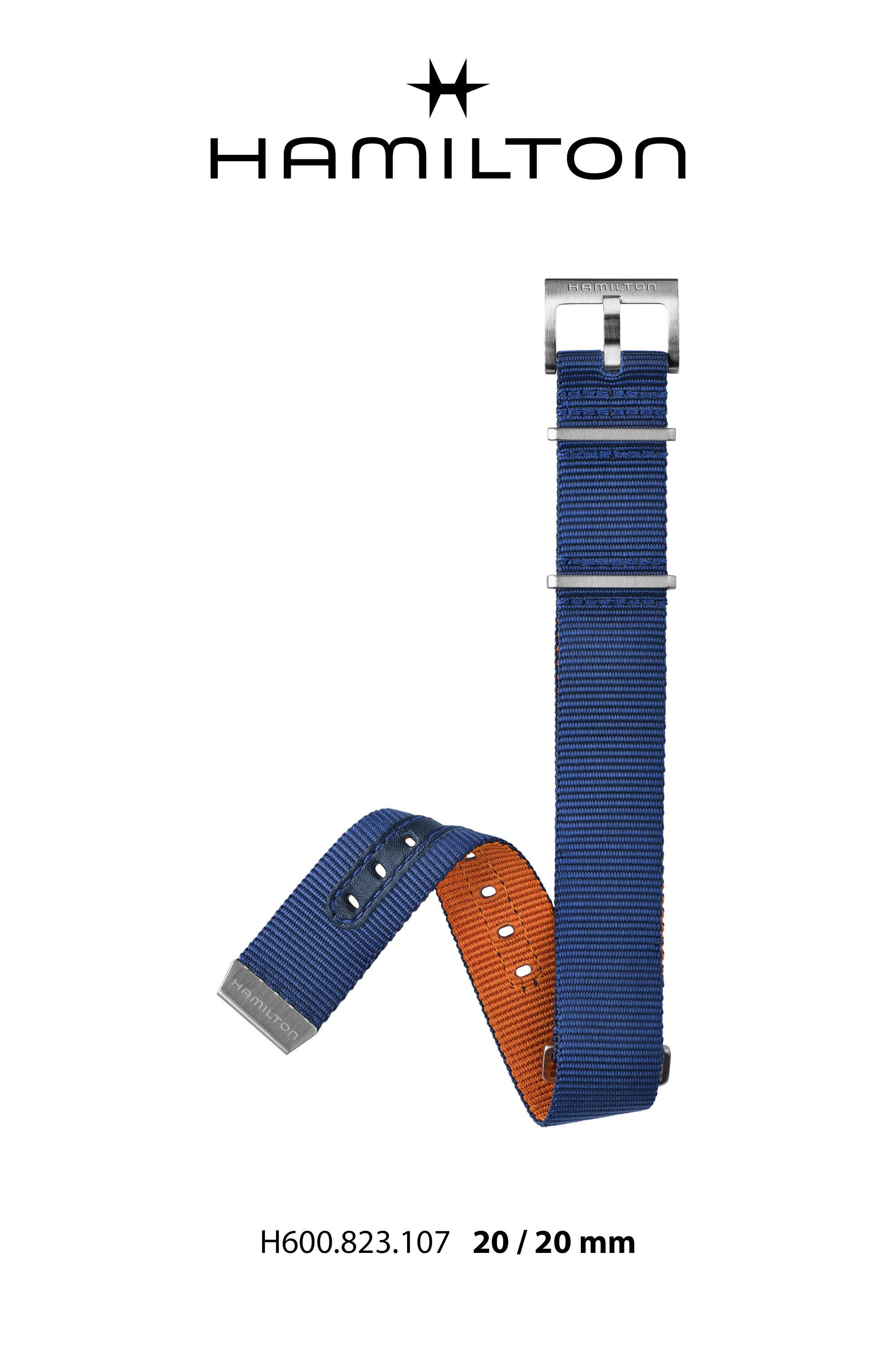 Watch strap Hamilton H690823107 Nylon/perlon Blue 20mm