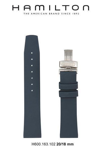 Watch strap Hamilton H600.163.102 Rubber Blue 20mm