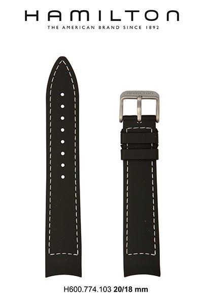 Watch strap Hamilton H600.774.103 Rubber Black 20mm