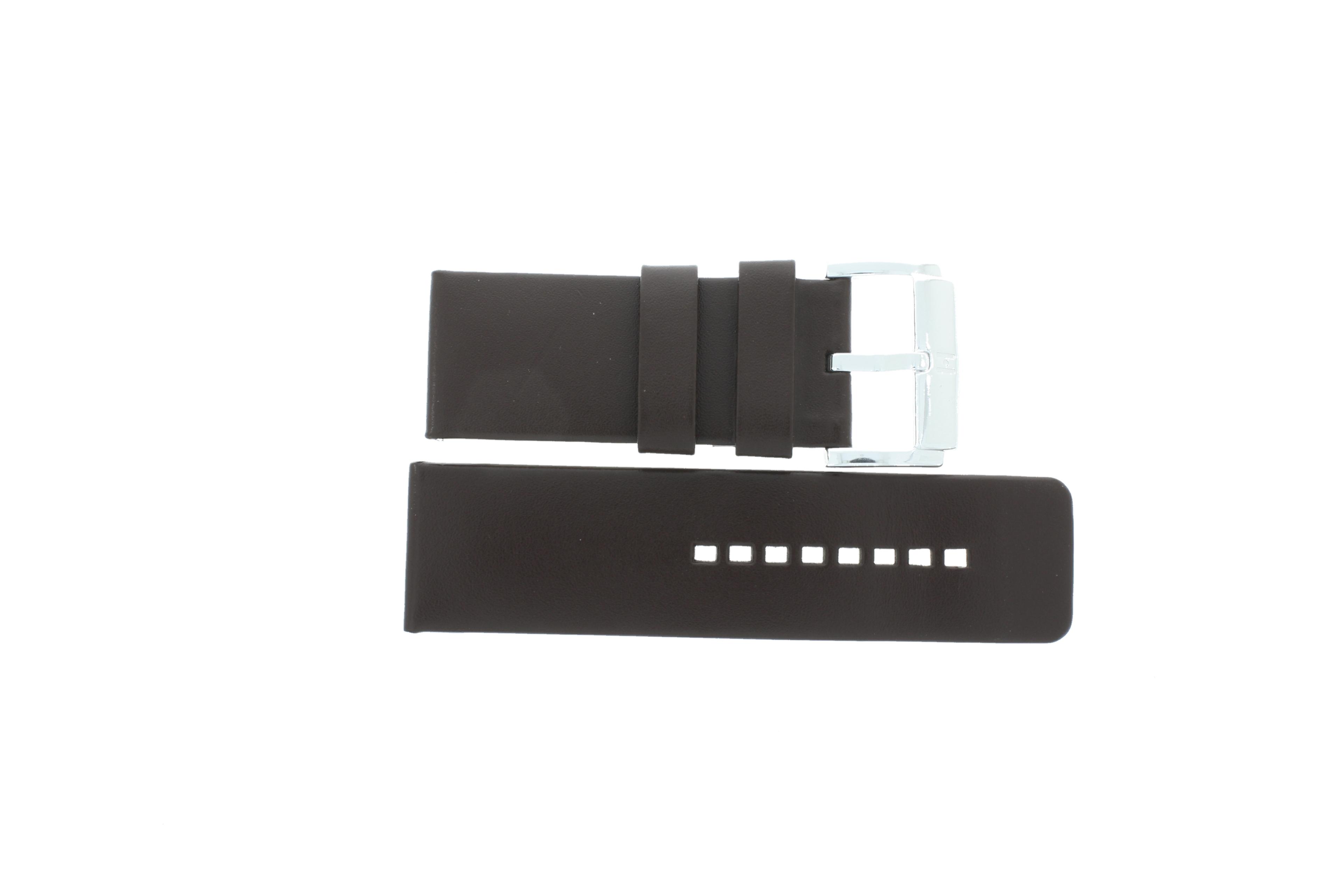 Watch strap Universal Hirsch Brown - 28 Leather Dark brown 28mm