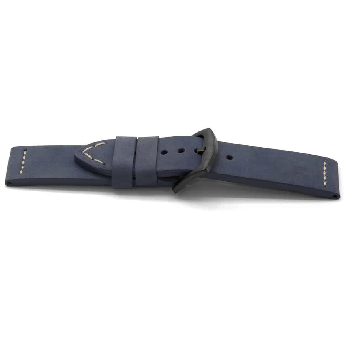 Watch strap Universal I608 Leather Blue 24mm