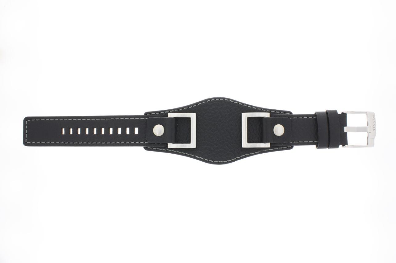 Watch strap Fossil JR1156 Leather Black 24mm