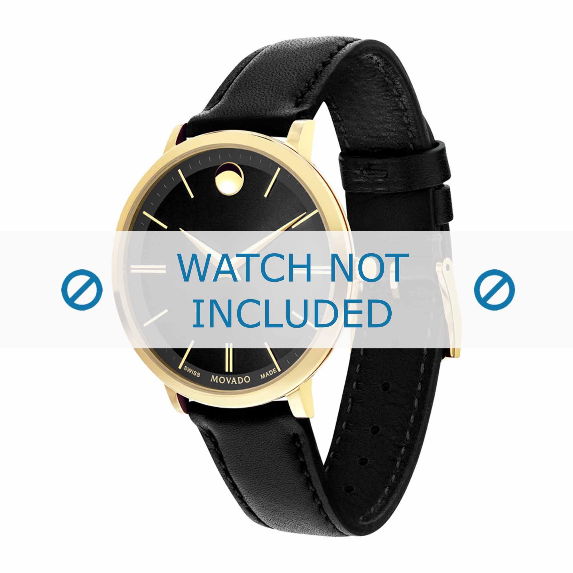 Watch strap Movado 0607091 Leather Black 16mm