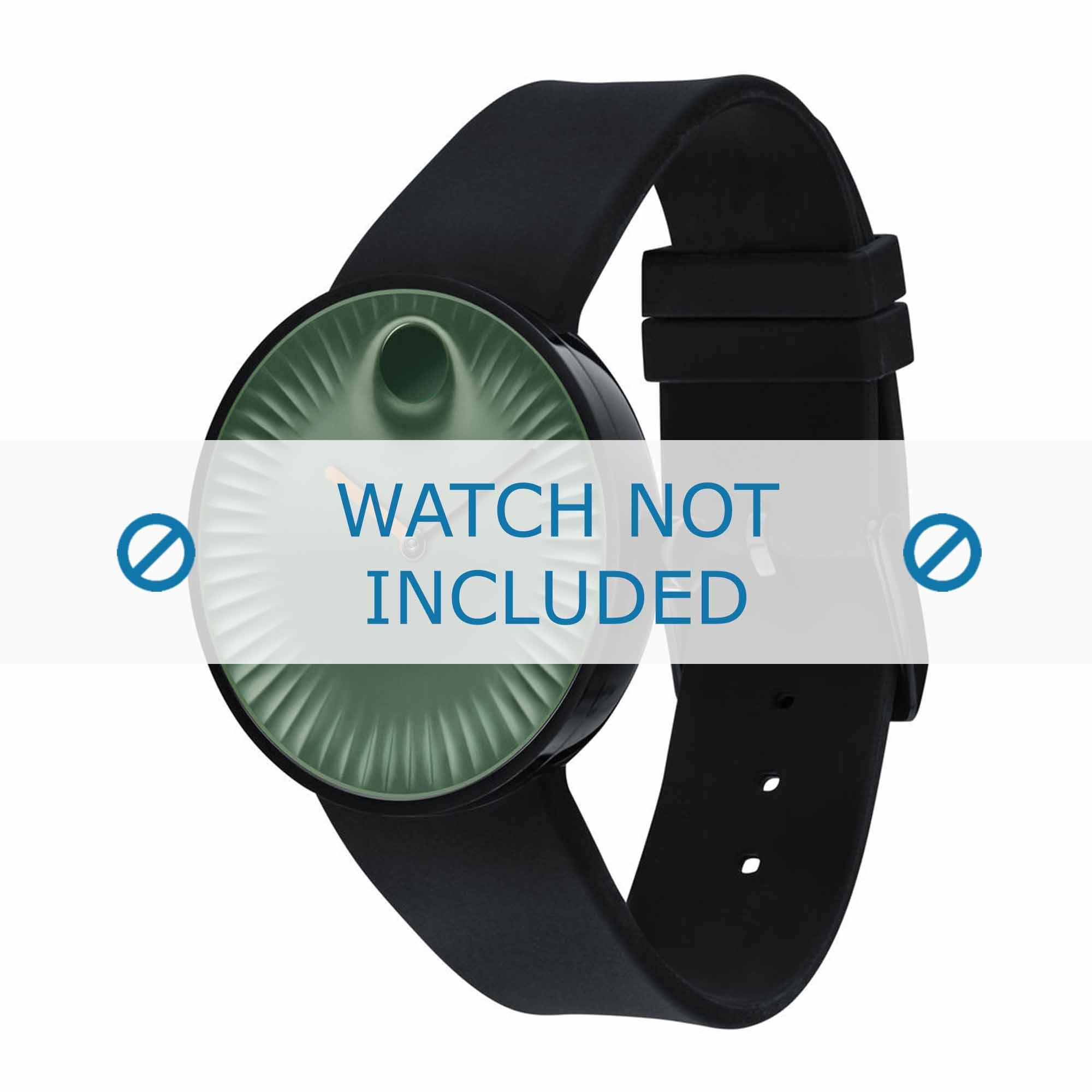 Movado watch strap 3680041 Silicone Black 22mm