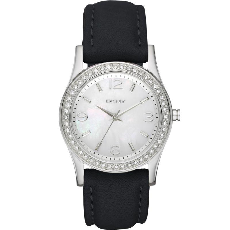 Watch strap DKNY NY8370 Leather Black