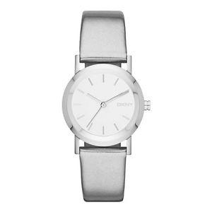 Watch strap DKNY NY8857 Silver Leather Grey