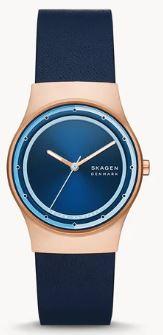 Watch strap Skagen SKW3021 Leather Blue 18mm