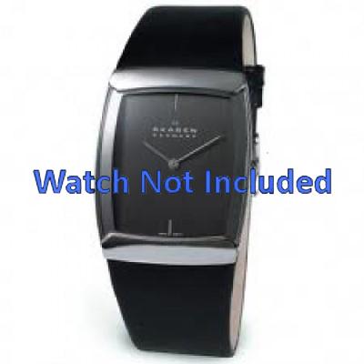 Watch strap Skagen 584LSLM Leather Black 28mm