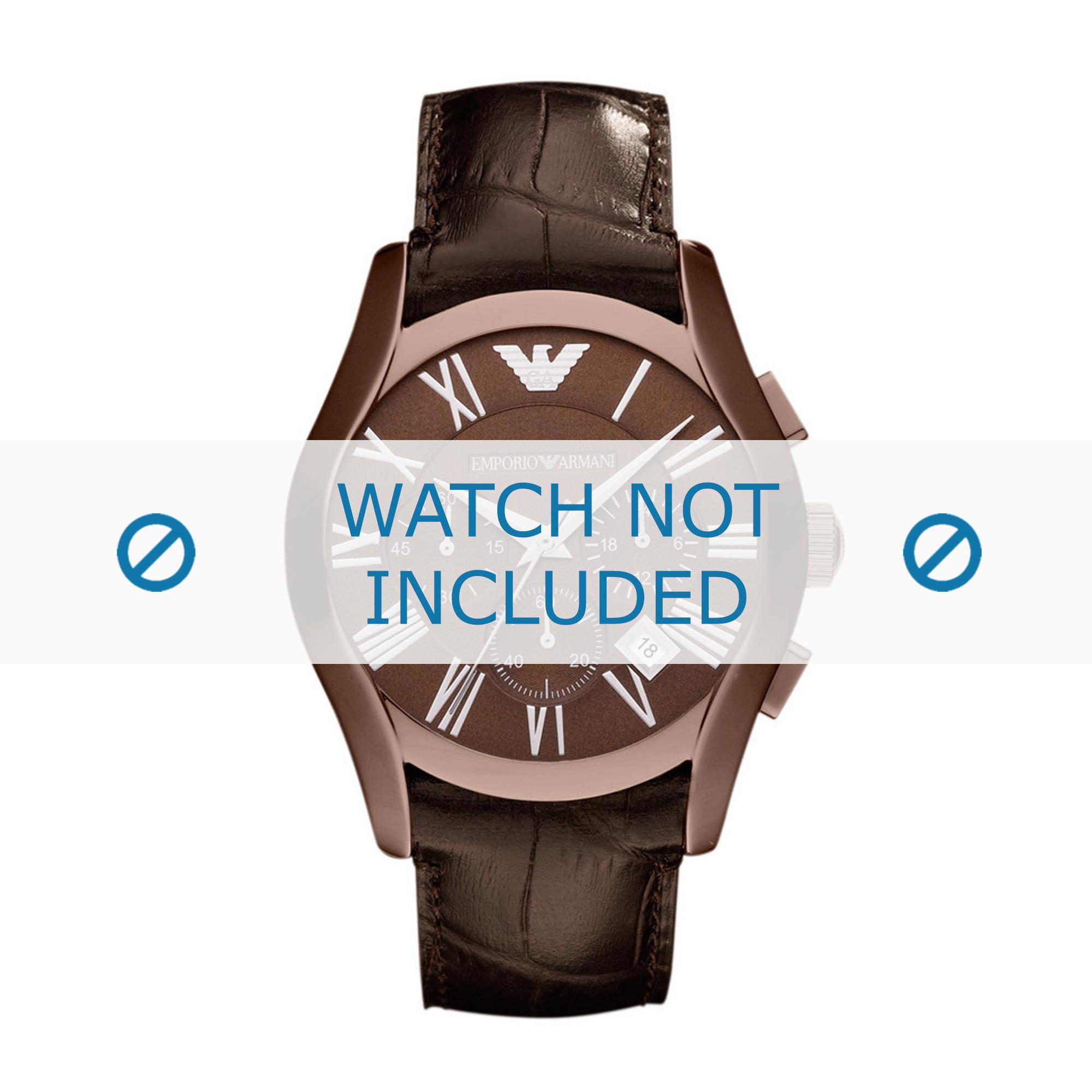 Watch strap Armani AR1609 Leather Dark brown 22mm