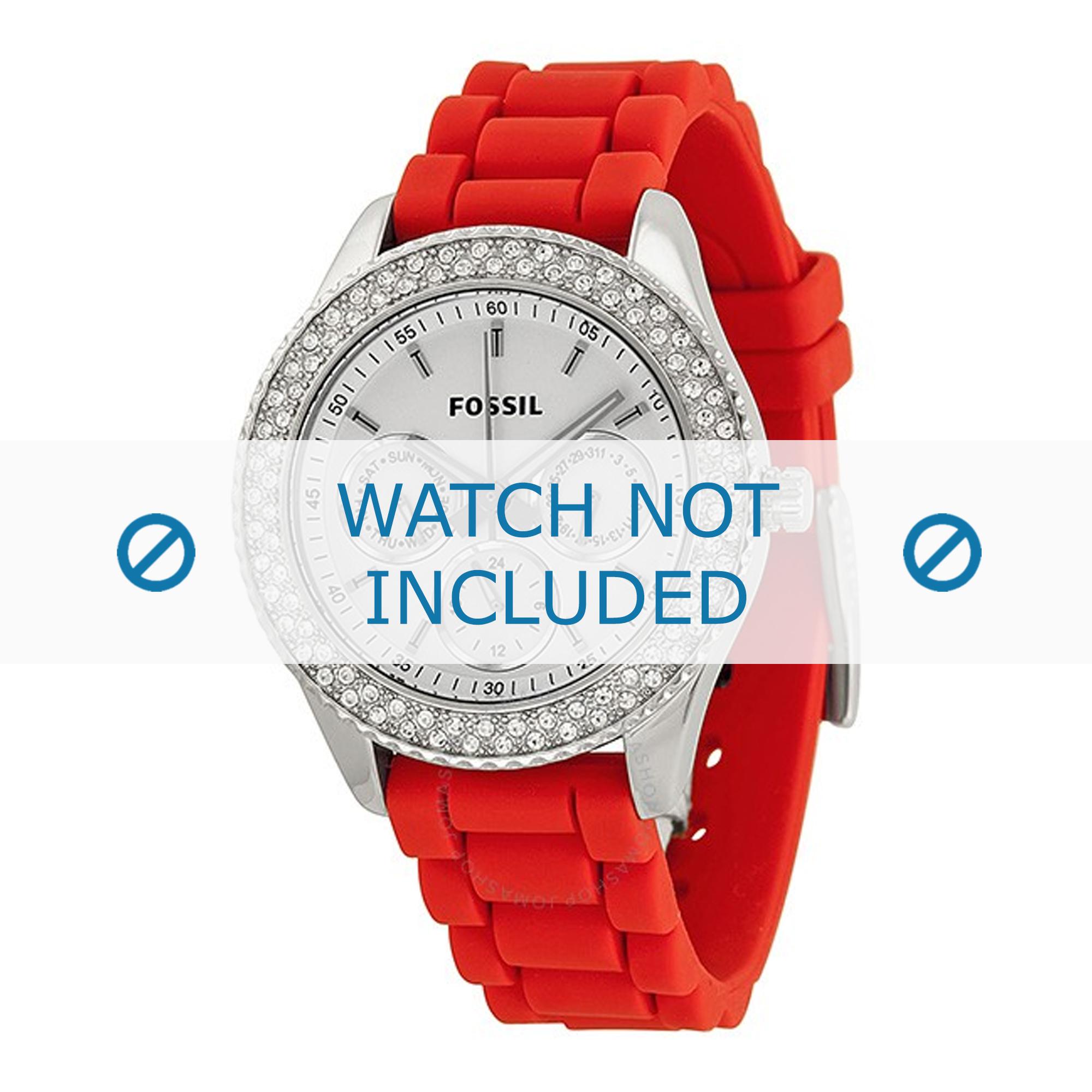 Watch strap Fossil ES3213 Silicone Red 18mm