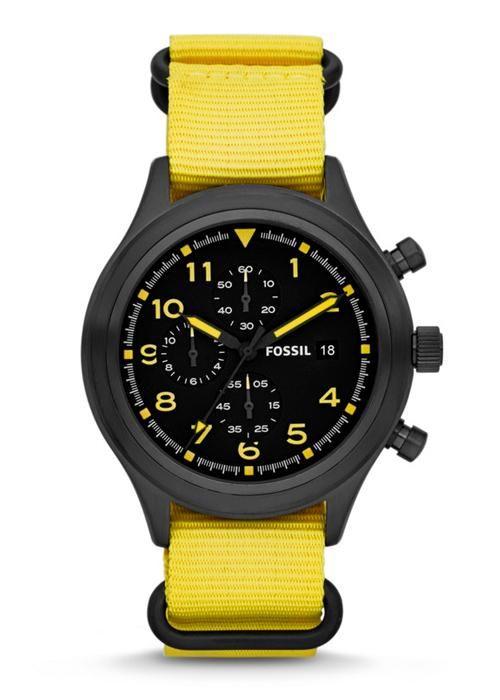 Watch strap Fossil JR1453 Nylon/perlon Yellow 20mm