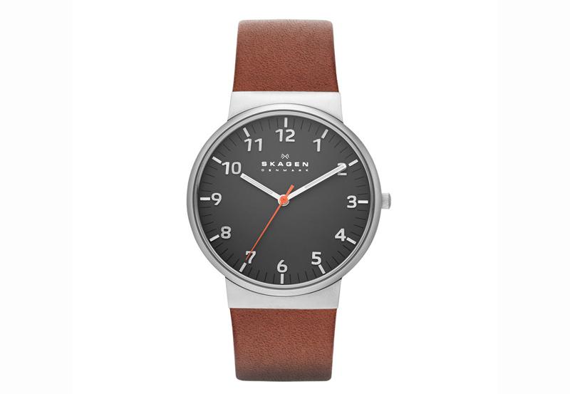 Watch strap Skagen SKW6095 Leather Cognac 21mm