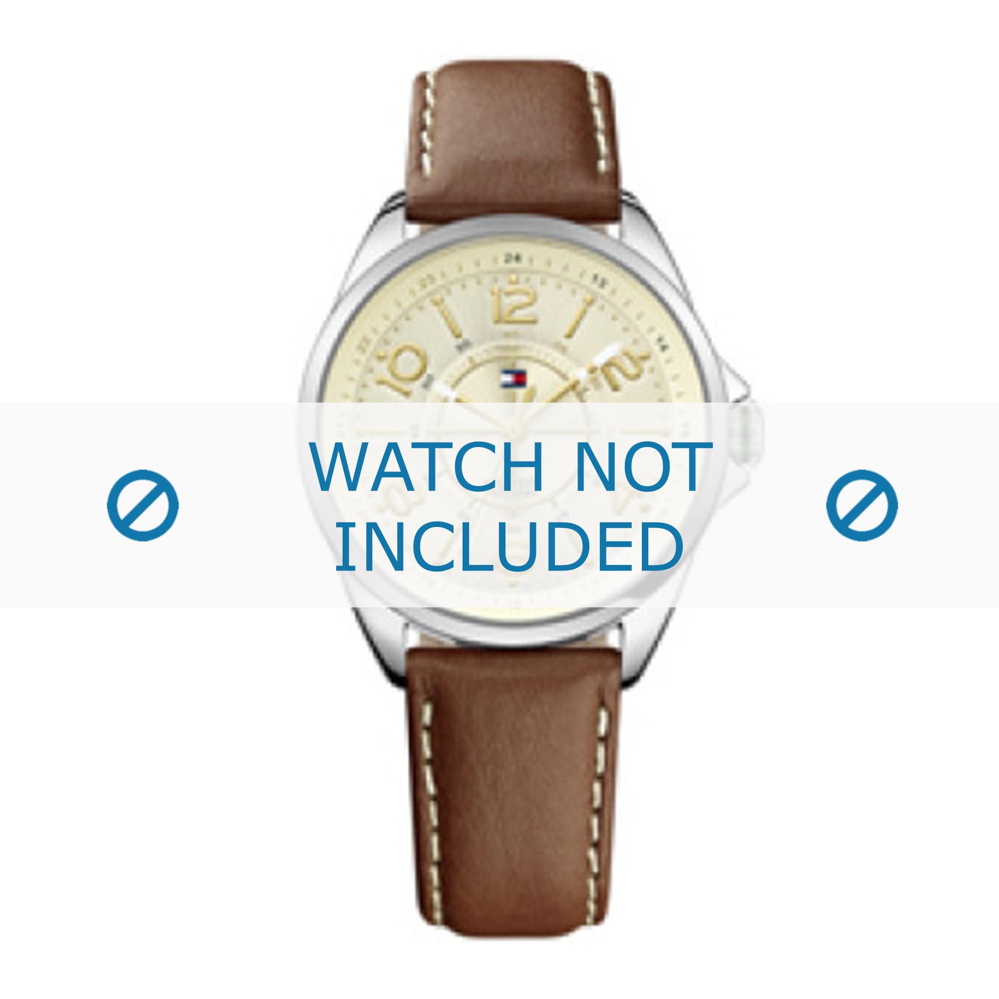 Tommy Hilfiger watch strap TH-189-3-14-1310 / TH679301482 Leather Brown + white stitching